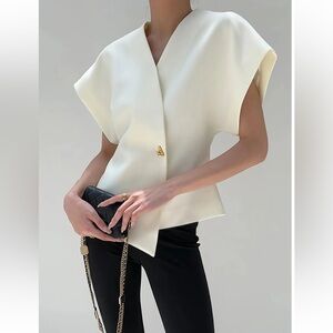 NWT COMMENSE V-Neck Button Down Blouse Size XL